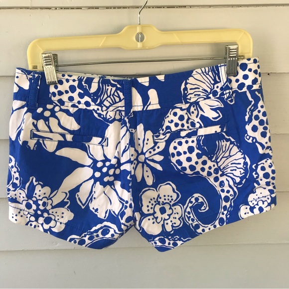 Lilly Pulitzer 0 Deep Sea Blue Quahog Chowdah Walsh Shorts 3" Inseam - Picture 4 of 9